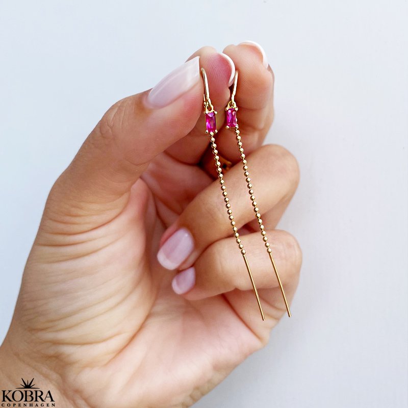 "Safir" gold earrings with pink stones