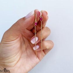 "Safir" gold earrings with pink stones