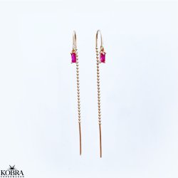 "Safir" gold earrings with pink stones