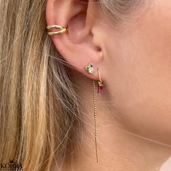 "Safir" gold earrings with pink stones