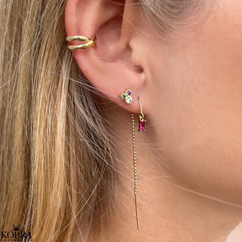 "Safir" gold earrings with pink stones