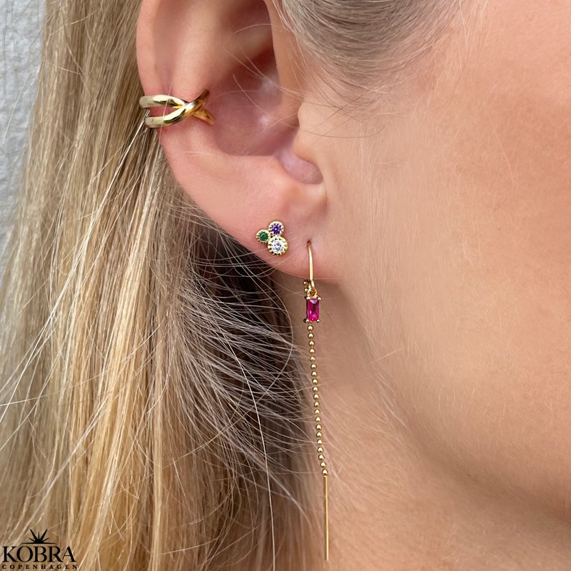 "Safir" gold earrings with pink stones