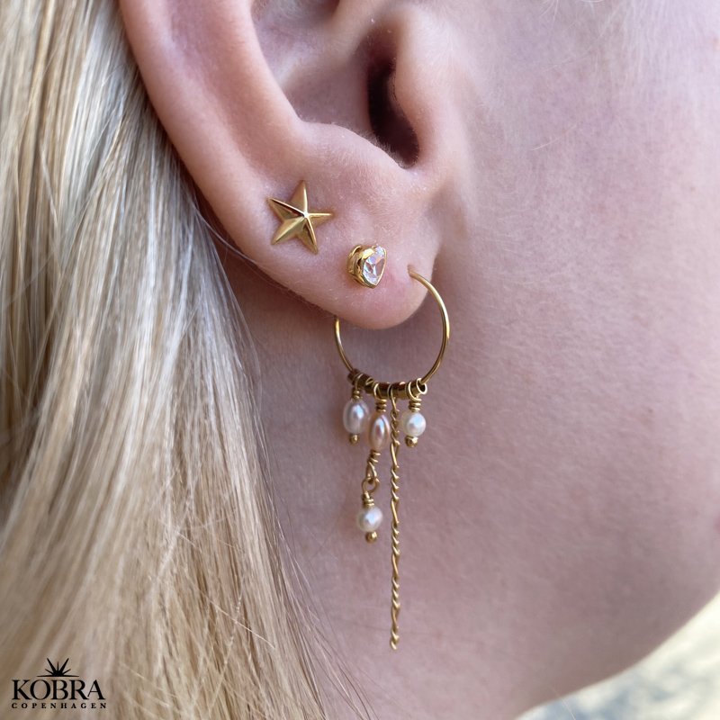 "Angel" sm guldhjerter med hvide sten