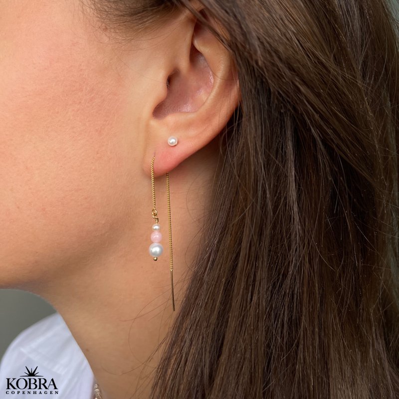 "Peach" guld retrde med hvide og lyserde perler