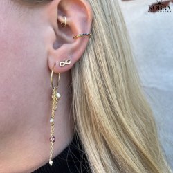 "Bound" Infinity earrings in gold with stones