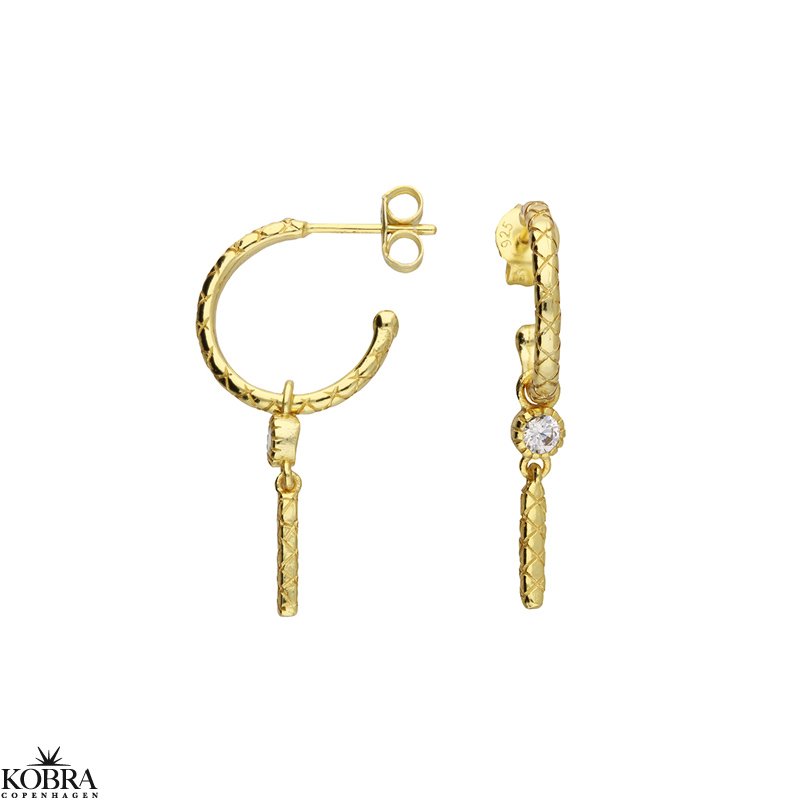 "Pippi" guld "slange" reringe med hvide sten