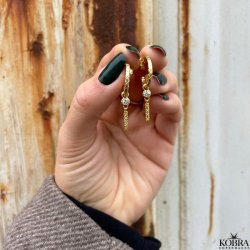 "Pippi" guld "slange" reringe med hvide sten