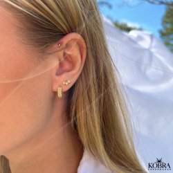 "Kajsa" sm guld hoops med guldknopper