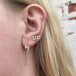 Gold earrings "Bloom" with small leaves
