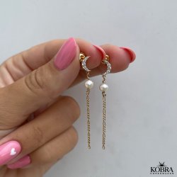 "Moonstone" 18 karat forgyldte reringe med mne og perle