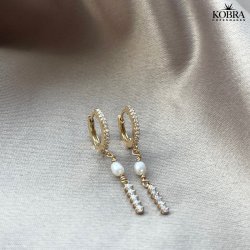 "Xena" Smukke perlereringe med sten i forgyldt