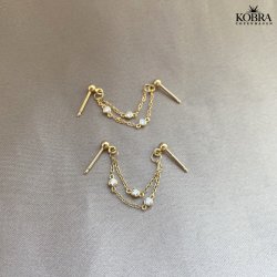 "Vilja" Forgyldte reringe med sten til 2 huller i rerne