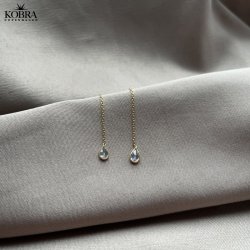 "Serina" teardrop-shaped gold-plated earring with white or pink stone