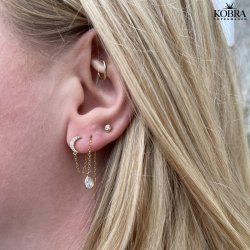 "Serina" teardrop-shaped gold-plated earring with white or pink stone