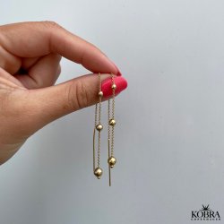 "Helium" 18 karat forgyldte reringe med guld kugler