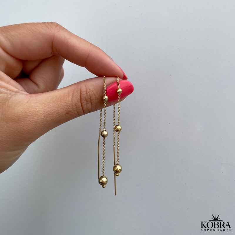 "Helium" 18 karat forgyldte reringe med guld kugler