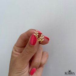 "Blair" 18 karat forgyldte sm blade med hvide sten