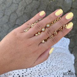 "Merle" 18 karat forgyldte sm fjer reringe