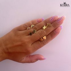 "Eternity" Small gold-plated ear studs with plate