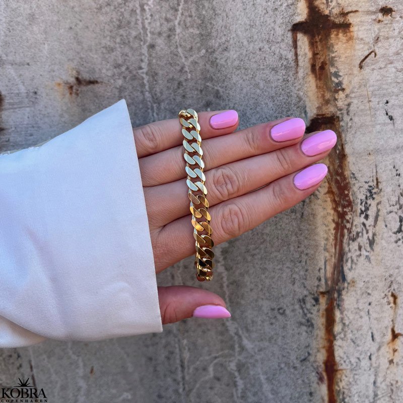 "Clinton" 10mm panzer armbånd forgyldt med 18 karat