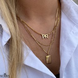 "Nevada" panzer necklace with your initials in 18 carat gold plated