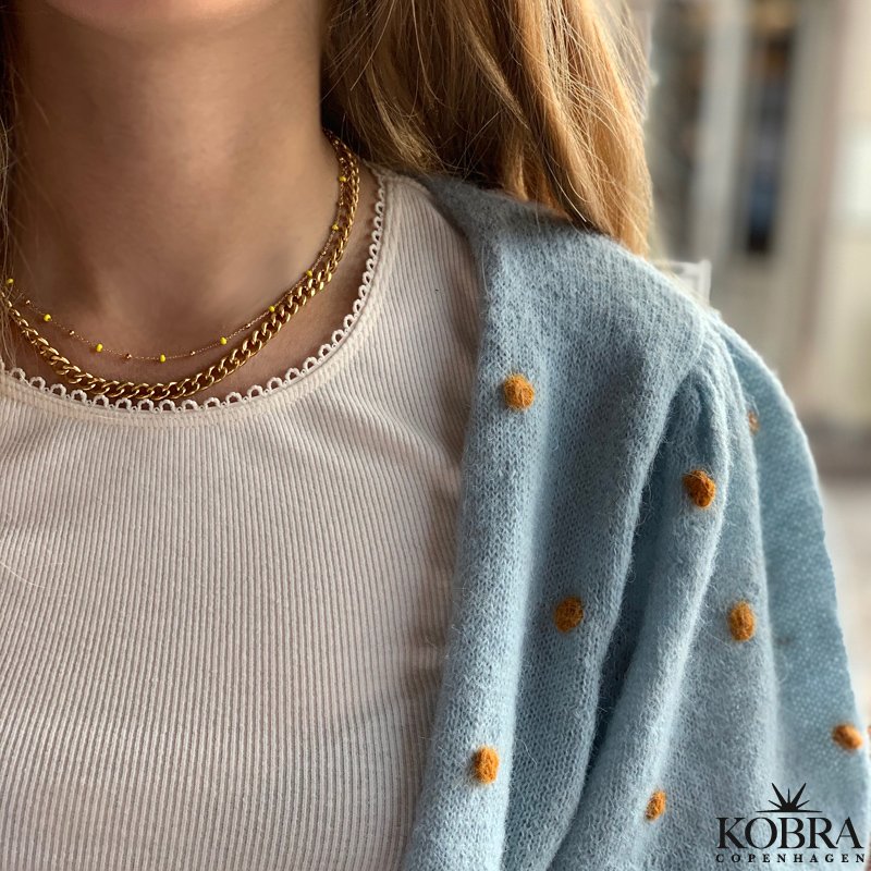 "Alba" ball necklace with colored enamel balls in gilt