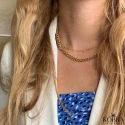 "Alba" ball necklace with colored enamel balls in gilt