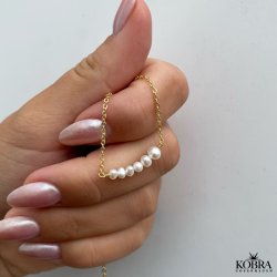 "Perola" 14 carat gold-plated pearl necklace with white freshwater pearls