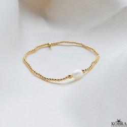 "Dixie" gold-plated bracelet with gold balls and freshwater pearl