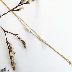 "LaBelle" perle armbnd med guldkder