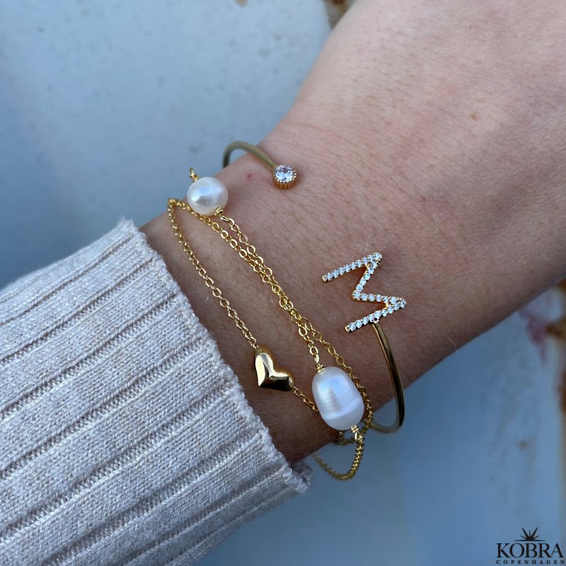 "LaBelle" perle armbnd med guldkder
