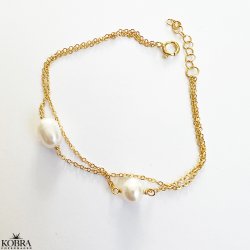 "LaBelle" perle armbnd med guldkder