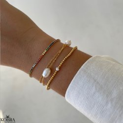 "Spring" armbnd med multifarvet sten i forgyldt