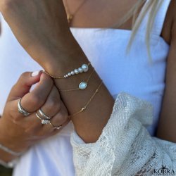 "Paloma" guld panzerkde armbnd med gte perler