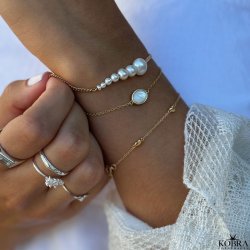 "Paloma" guld panzerkde armbnd med gte perler