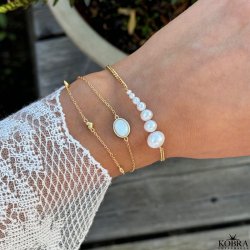 "Paloma" guld panzerkde armbnd med gte perler