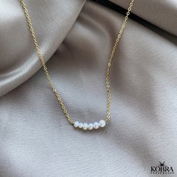 "Perola" 14 carat gold-plated pearl necklace with white freshwater pearls