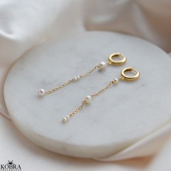 "Monaco" perle hoops i guld med hvide ferskvandsperler