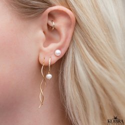 "Margrethe" 18 karat forgyldte reringe med ferskvandsperler ( 7 mm )