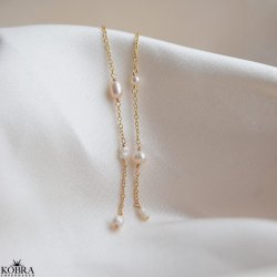 "Monaco" perle retrde i  guld med hvide ferskvandsperler