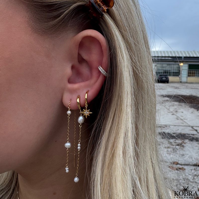 "Aimee" gold earrings / hoops with moons and stars