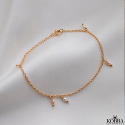 "Wilma" anklechain with pearls in 18 carat gold plated