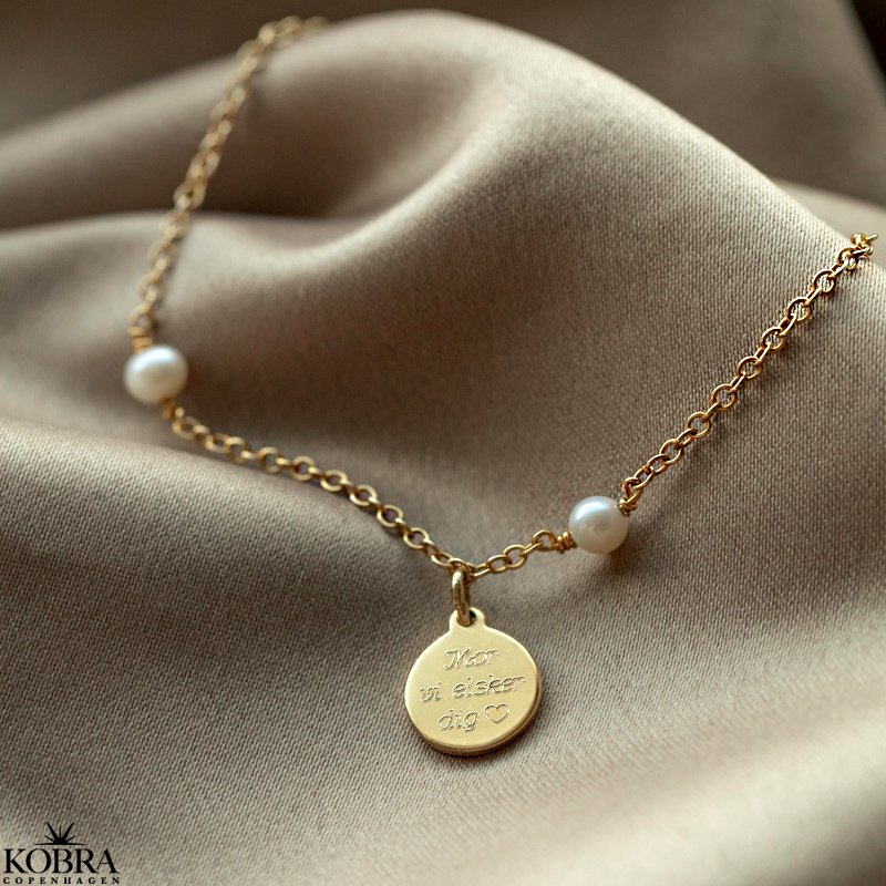 "Anemone" gold plated bracelet with 3 freshwater pearls including engraving