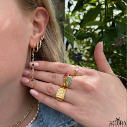 "Elsa" gold earrings with small bows and white stones