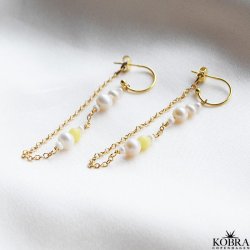 "Bella Pearl"  18 karat forgyldte perle reringe med gul agat