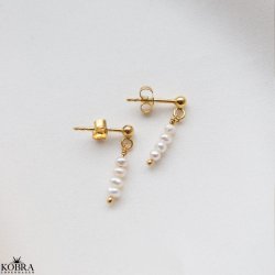  "Marie" sm� guld �reringe med hvide ferskvandsperler