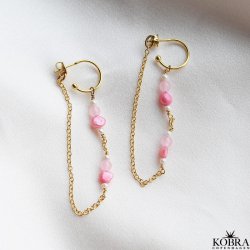 "Bella Pearl" 18 karat forgyldte reringe med hvide og lyserde ferskvandsperler