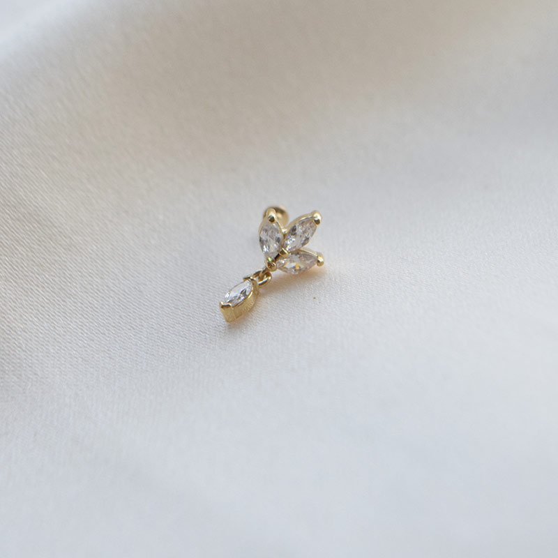 "Rosalee" piercing med dr�be og blade (1 stk.)