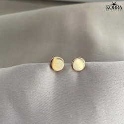 "Eternity" Small gold-plated ear studs with plate