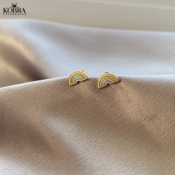 "Rainbow"  Gold-plated earrings with enamel rainbow